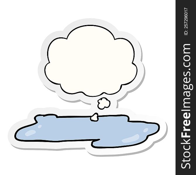 cartoon water puddle with thought bubble as a printed sticker