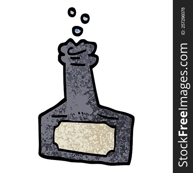 Grunge Textured Illustration Cartoon Bubbling Bottle