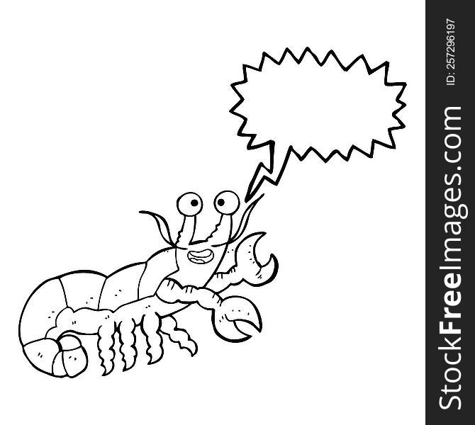 freehand drawn speech bubble cartoon lobster