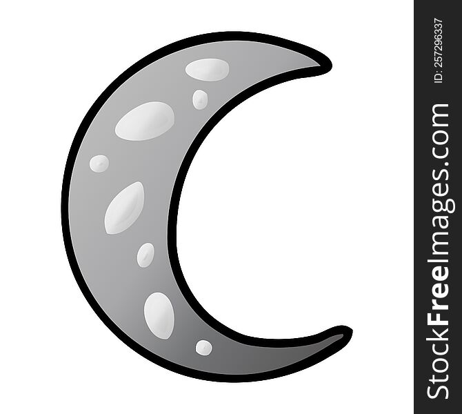 Gradient Cartoon Doodle Of A Crescent Moon