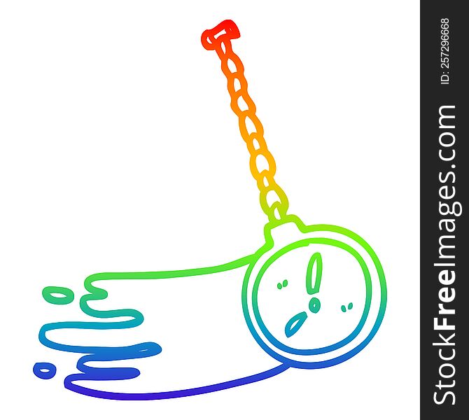 rainbow gradient line drawing of a cartoon hypnotist watch