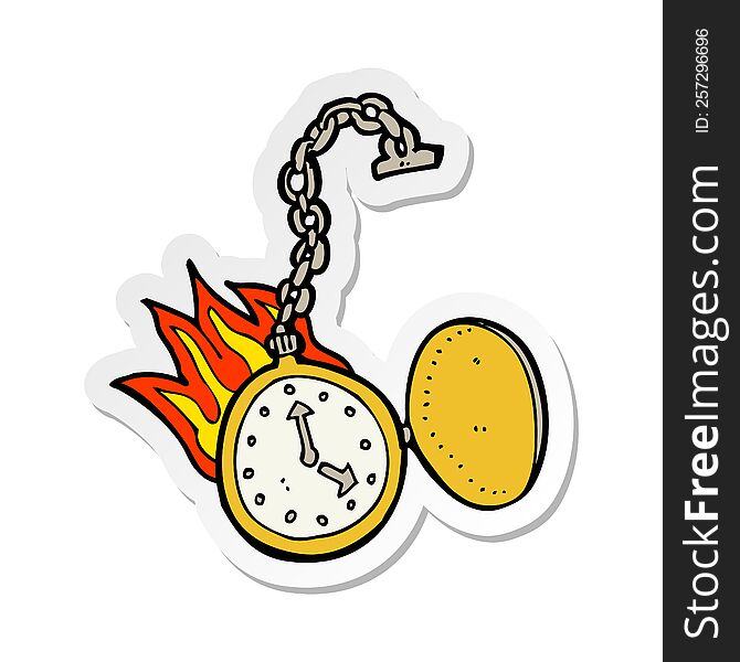 sticker of a cartoon flaming watch