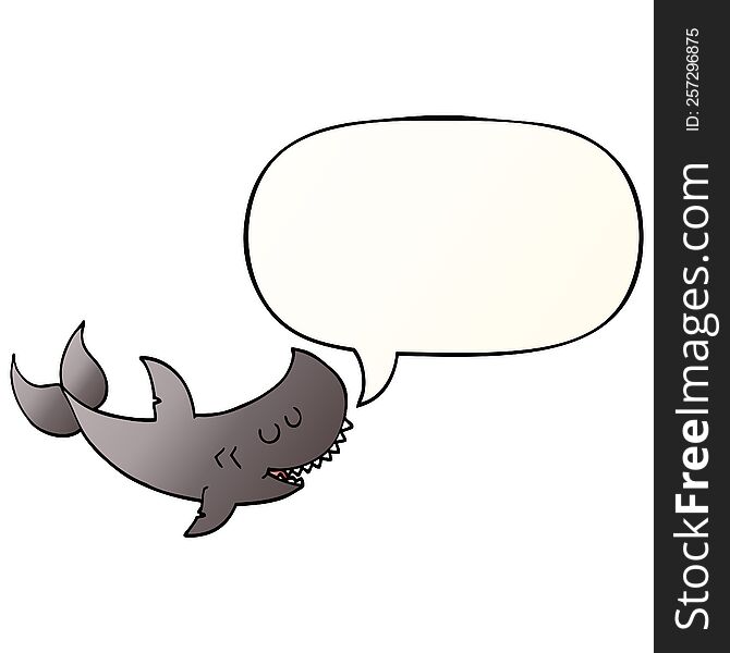cartoon shark with speech bubble in smooth gradient style
