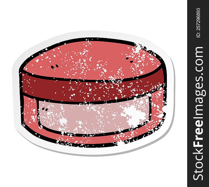 distressed sticker of a cartoon beauty lotion tub
