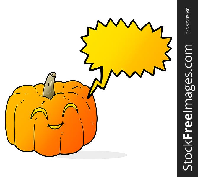 freehand drawn speech bubble cartoon halloween pumpkin