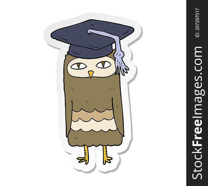 Sticker Of A Cartoon Wise Owl