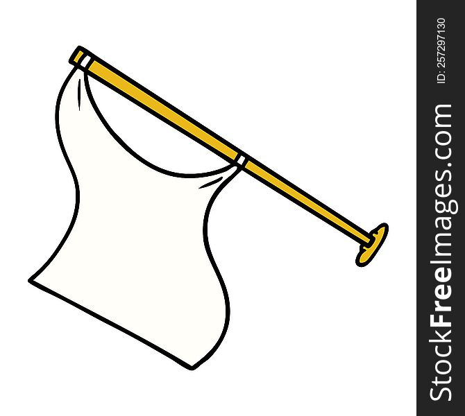 Cartoon Doodle Of A White Flap On Pole