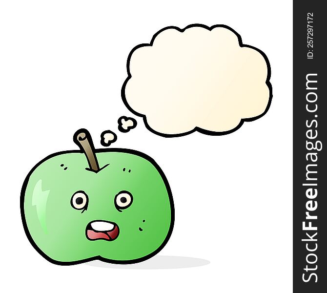 Cartoon Shiny Apple With Thought Bubble