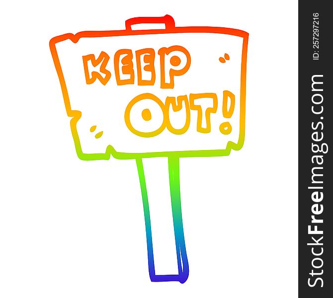 Rainbow Gradient Line Drawing Cartoon Sign Post