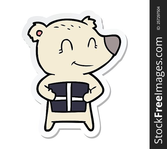 Sticker Of A Christmas Polar Bear Cartoon