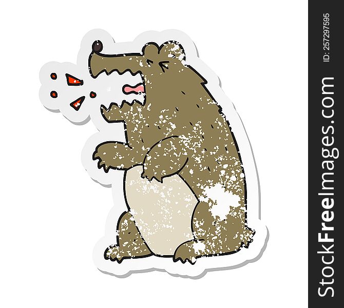 Retro Distressed Sticker Of A Cartoon Bear