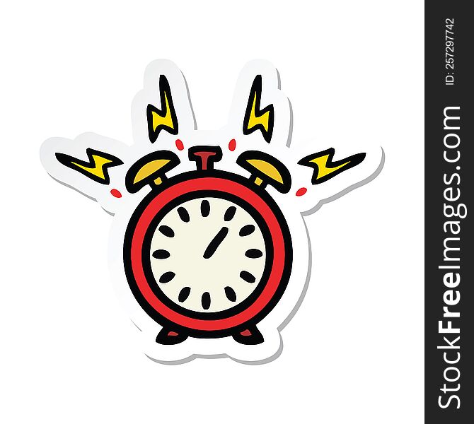 Sticker Of A Cute Cartoon Ringing Alarm Clock