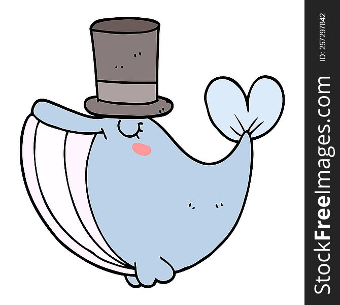 cartoon whale with top hat