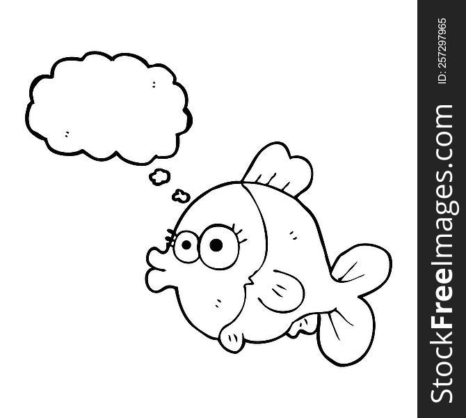 funny freehand drawn thought bubble cartoon fish with big pretty eyes. funny freehand drawn thought bubble cartoon fish with big pretty eyes