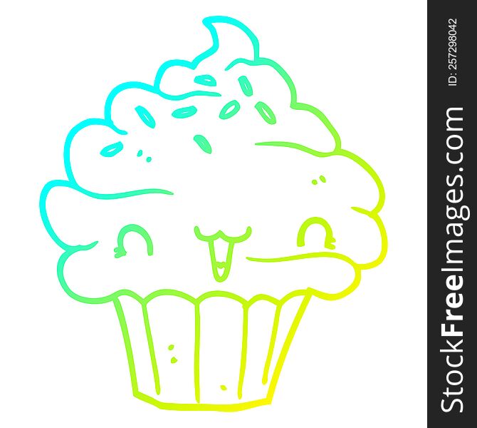 cold gradient line drawing cute cartoon frosted cupcake