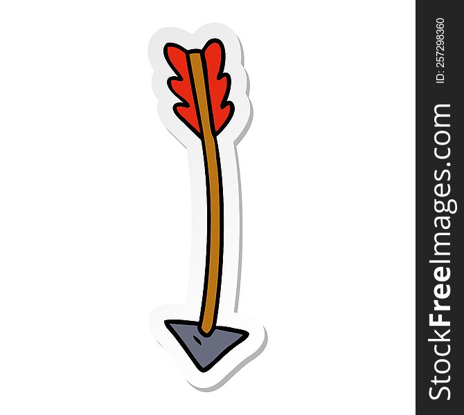 hand drawn sticker cartoon doodle of an arrow