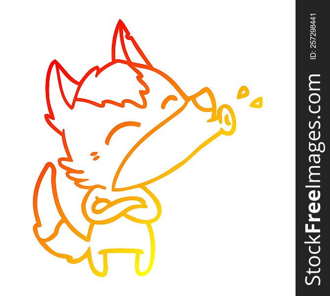 warm gradient line drawing of a howling wolf cartoon