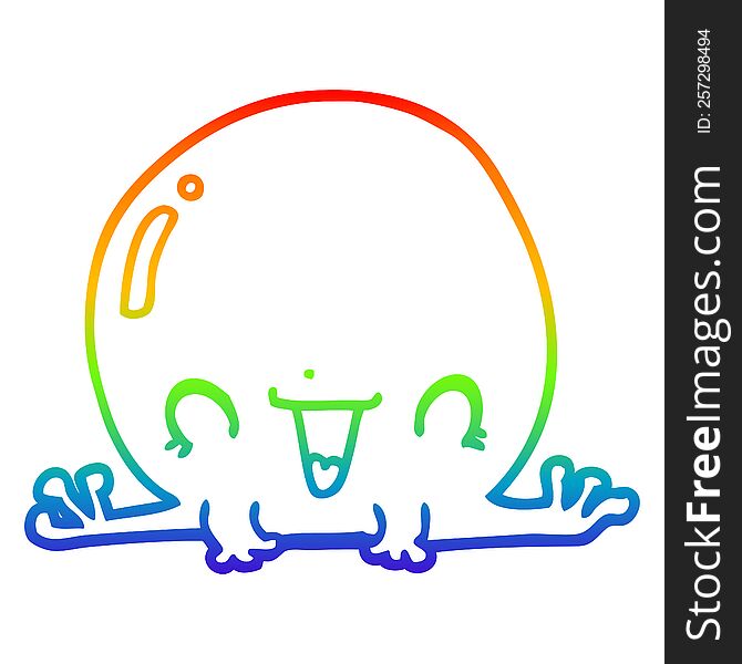 Rainbow Gradient Line Drawing Cartoon Frog