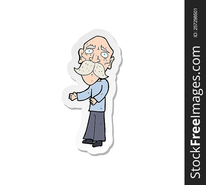 sticker of a cartoon lonely old man