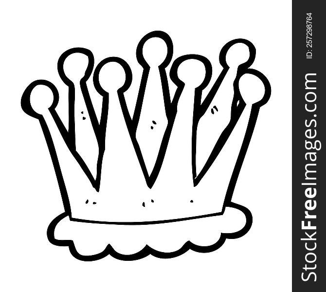 freehand drawn black and white cartoon crown
