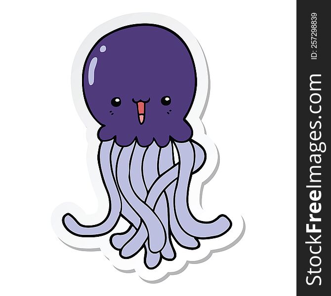 Sticker Of A Cartoon Jellyfish