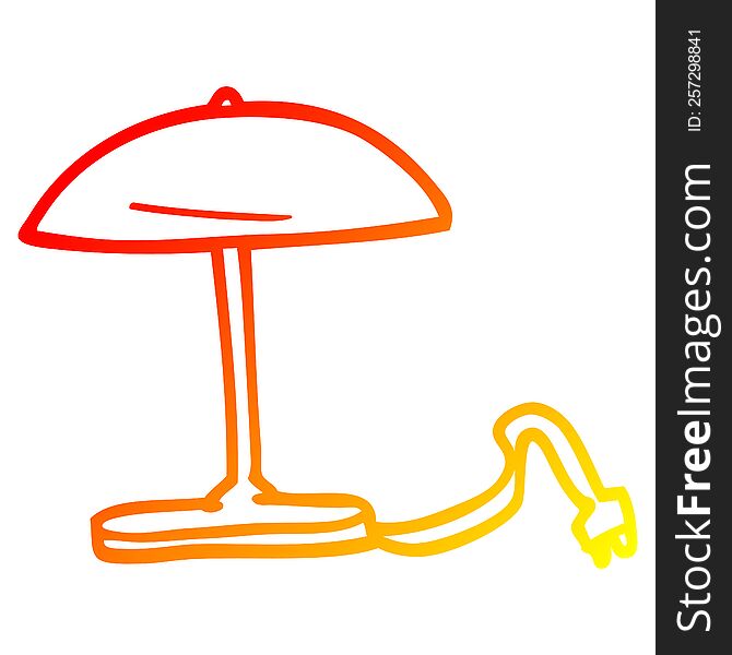 warm gradient line drawing of a cartoon desk lamp