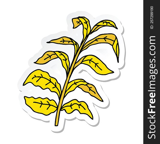 sticker of a quirky hand drawn cartoon corn leaves