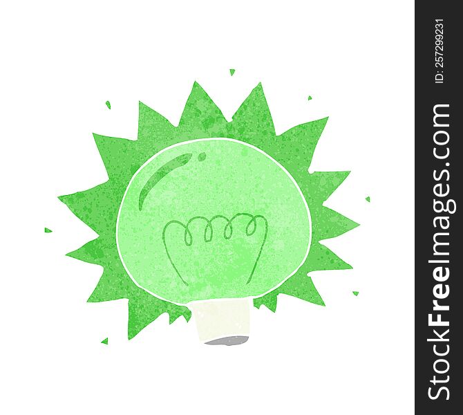 Cartoon Flashing Green Light Bulb