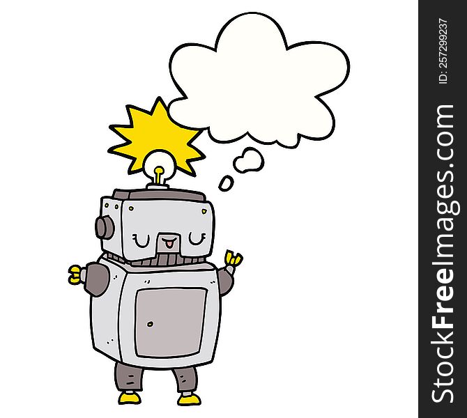Cartoon Robot And Thought Bubble