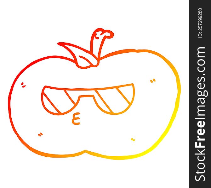 warm gradient line drawing of a cartoon cool apple