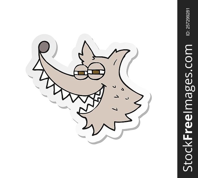 Sticker Of A Cartoon Crazy Wolf