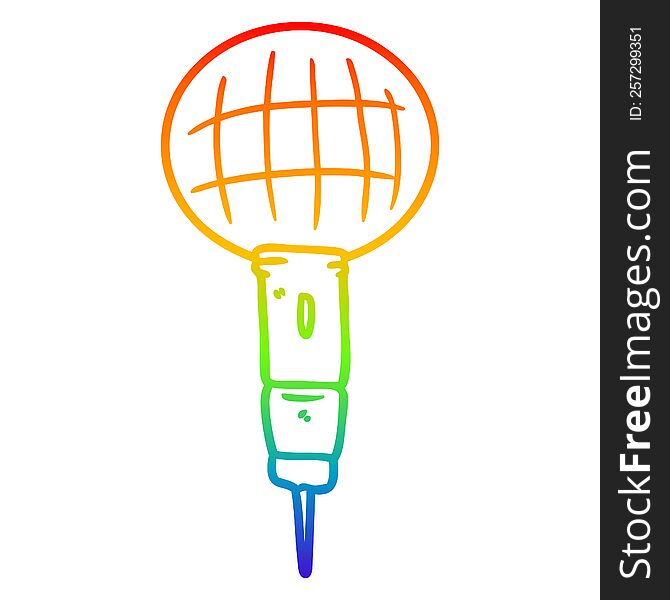 rainbow gradient line drawing of a cartoon microphone