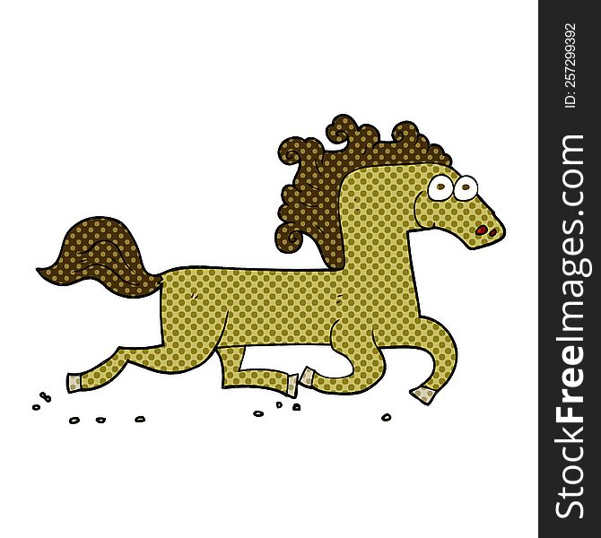 freehand drawn cartoon running horse