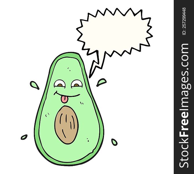 freehand drawn speech bubble cartoon avocado