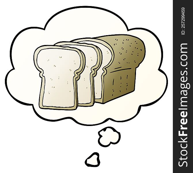 cartoon sliced bread with thought bubble in smooth gradient style