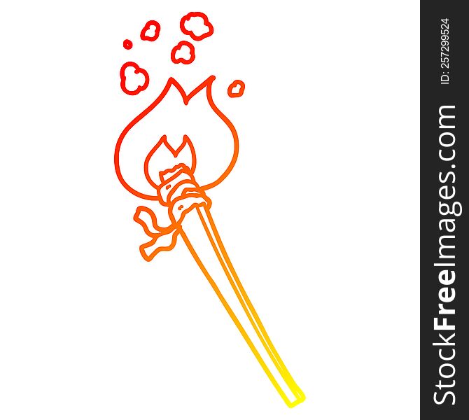 warm gradient line drawing of a cartoon burning torch