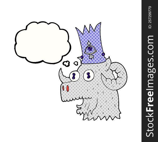 Thought Bubble Cartoon Ram Head With Magical Crown