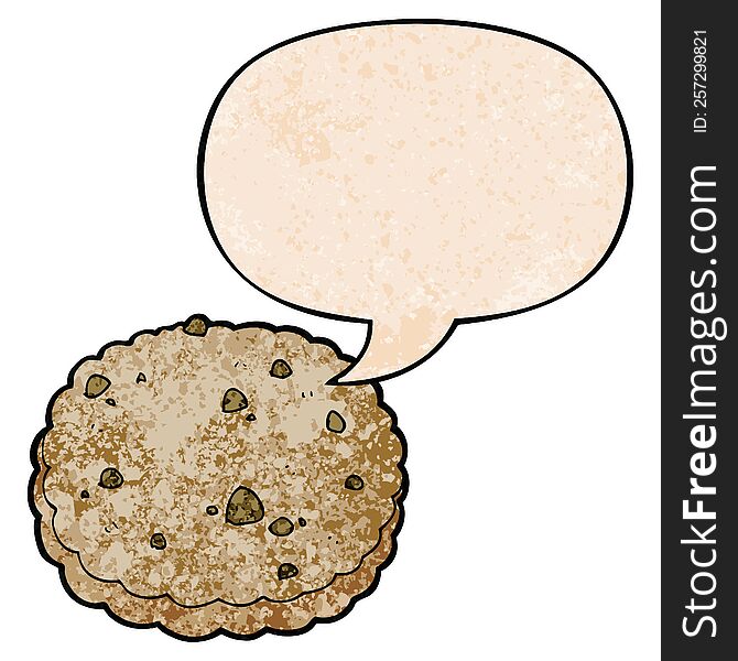 Cartoon Biscuit And Speech Bubble In Retro Texture Style