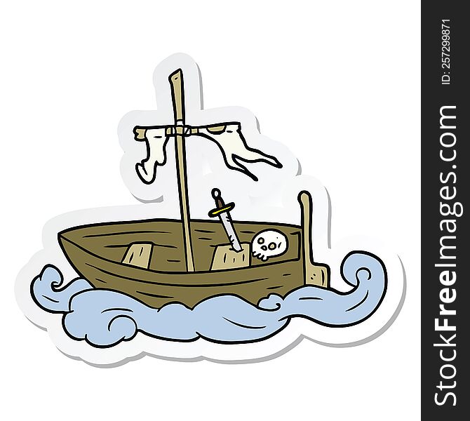 sticker of a cartoon old boat