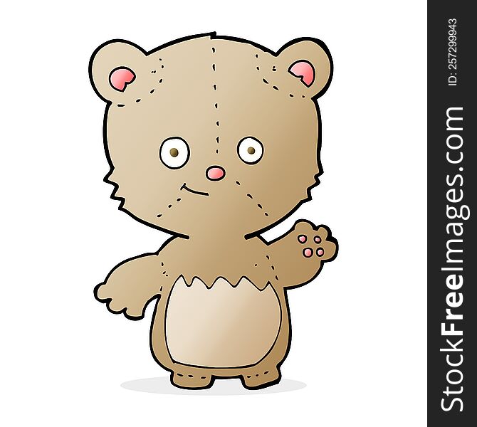 Cartoon Little Teddy Bear Waving