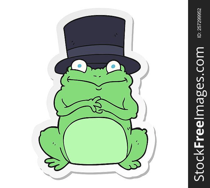 sticker of a cartoon frog in top hat