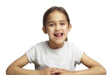 Girl With Missing Front Tooth Royalty Free Stock Images