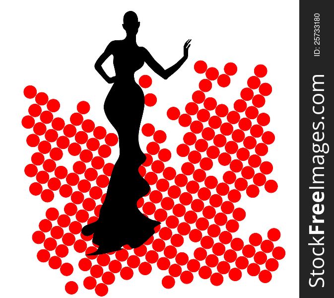 Abstraction WOMAN silhouette black and red glass