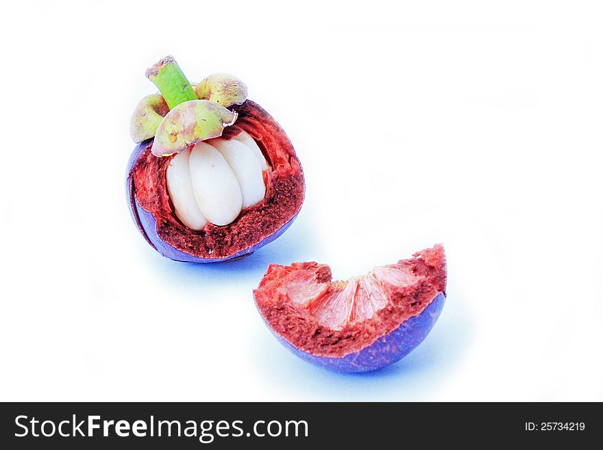 Mangosteen in a white background.