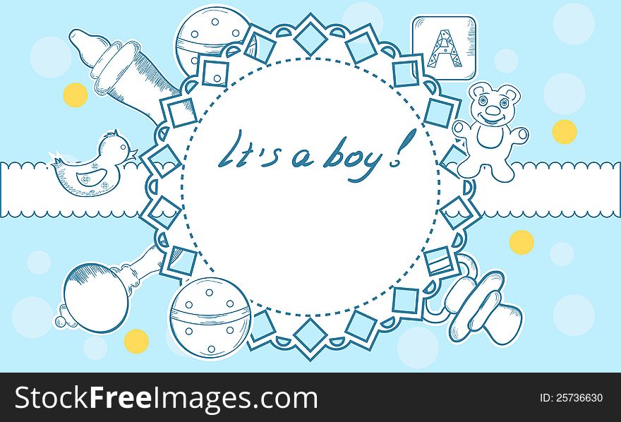 Baby boy announcement card background. Baby boy announcement card background