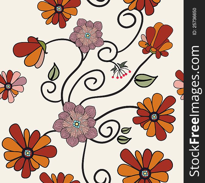 Seamless flower pattern. Seamless pattern can be used for wallpaper, pattern fills, web page background, surface textures.