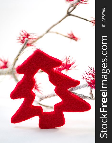Red Christmas Tree decoration in wool