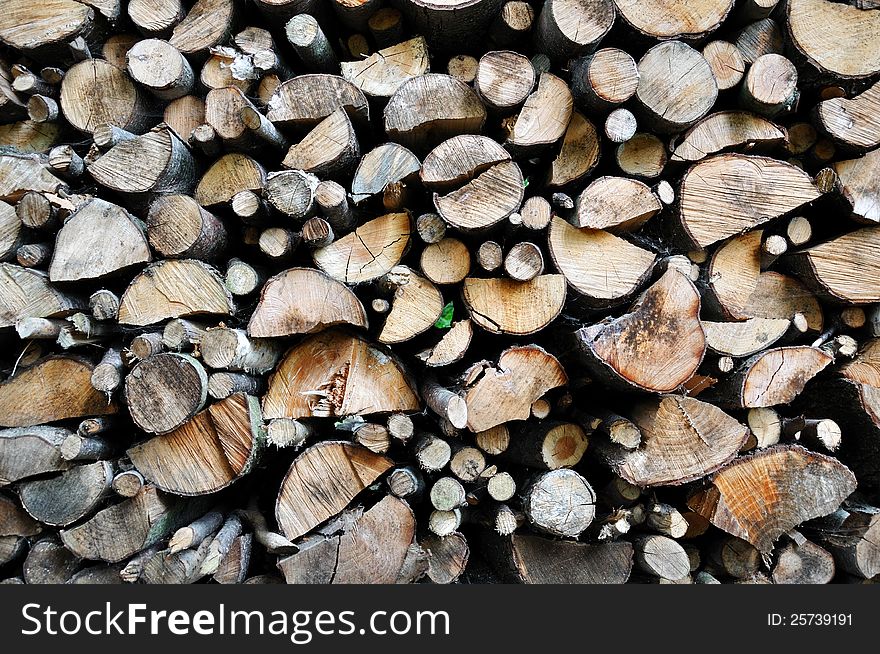 Pile of carefully Stacked logs.