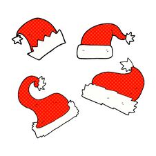 Cartoon Christmas Hats Stock Photo