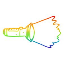 Rainbow Gradient Line Drawing Electric Torch Shining Stock Photo